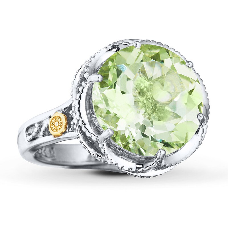 Tacori Green Quartz Ring Sterling Silver/18K Yellow Gold with 360