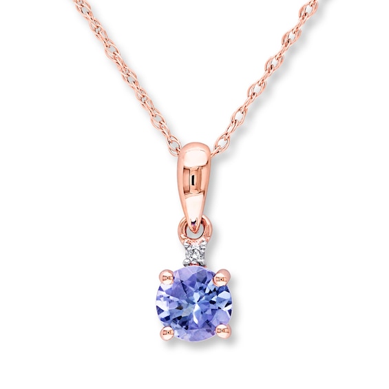 Tanzanite Necklace Diamond Accent 10K Rose Gold