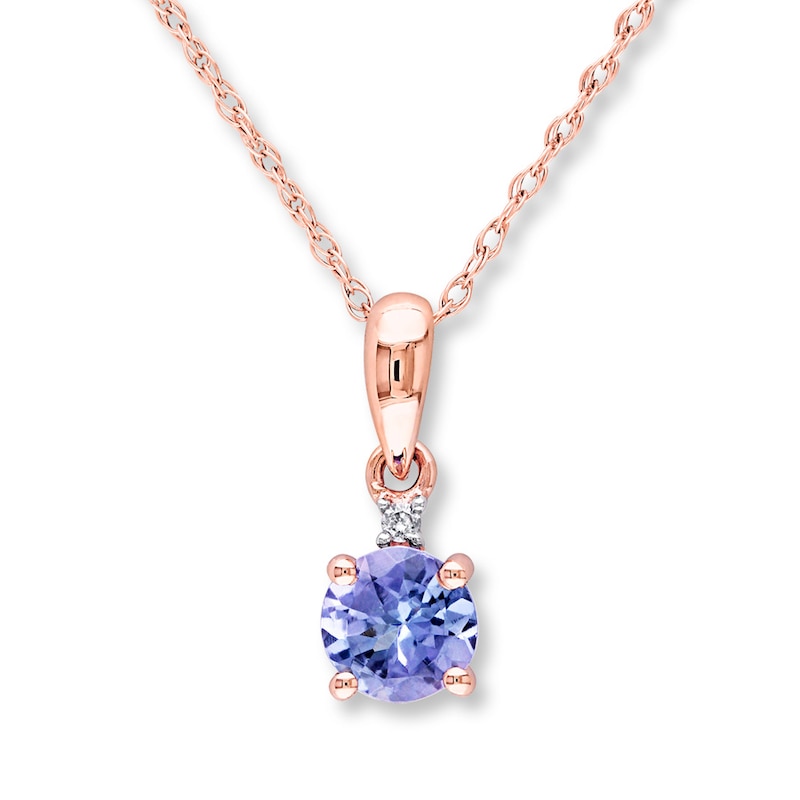 Tanzanite Necklace Diamond Accent 10K Rose Gold