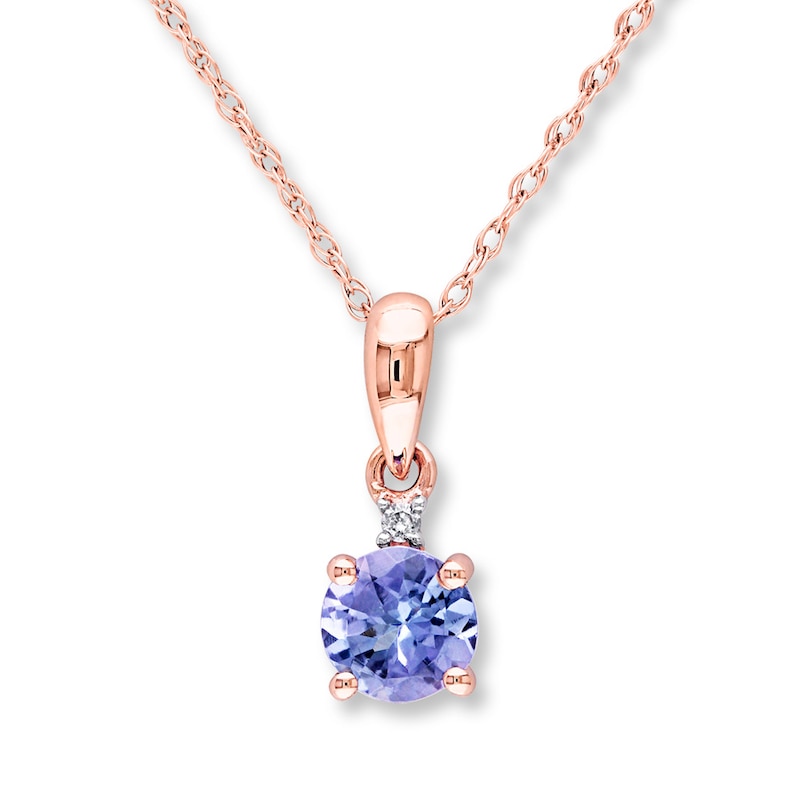 Main Image 1 of Tanzanite Necklace Diamond Accent 10K Rose Gold