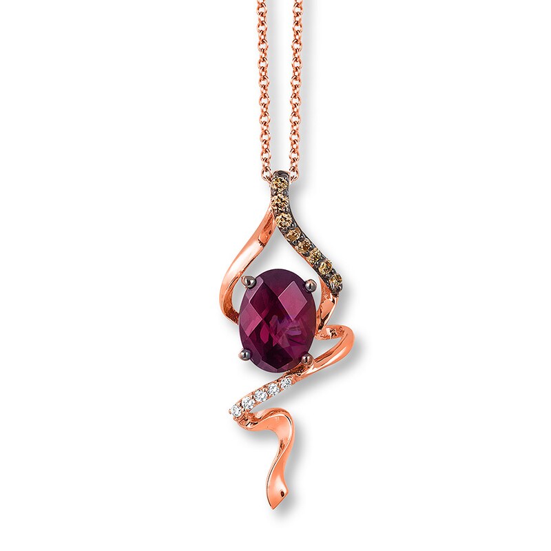 Main Image 1 of Le Vian Rhodolite Garnet Necklace 1/15 ct tw Diamonds 14K Strawberry Gold