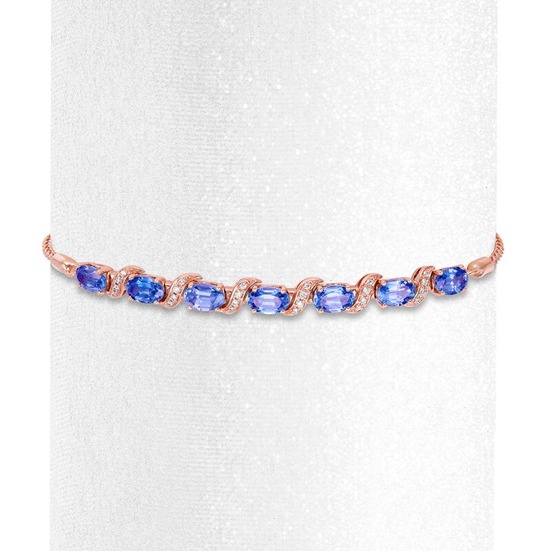 Le Vian Zircon Bolo Bracelet 1/10 ct tw Diamonds 14K Strawberry Gold