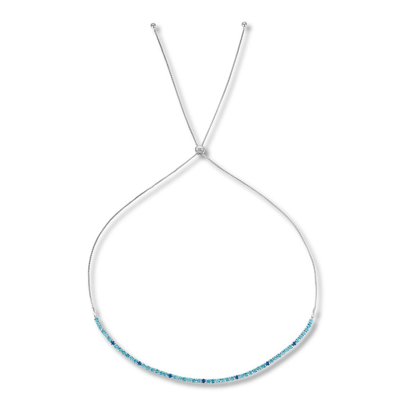 Main Image 1 of Le Vian Zircon & Sapphire Bolo Necklace 14K Vanilla Gold