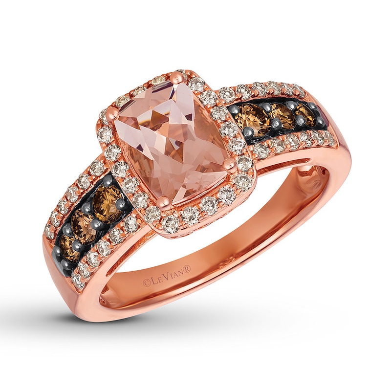 Le Vian Morganite Ring 5/8 ct tw Diamonds 14K Strawberry Gold with 360