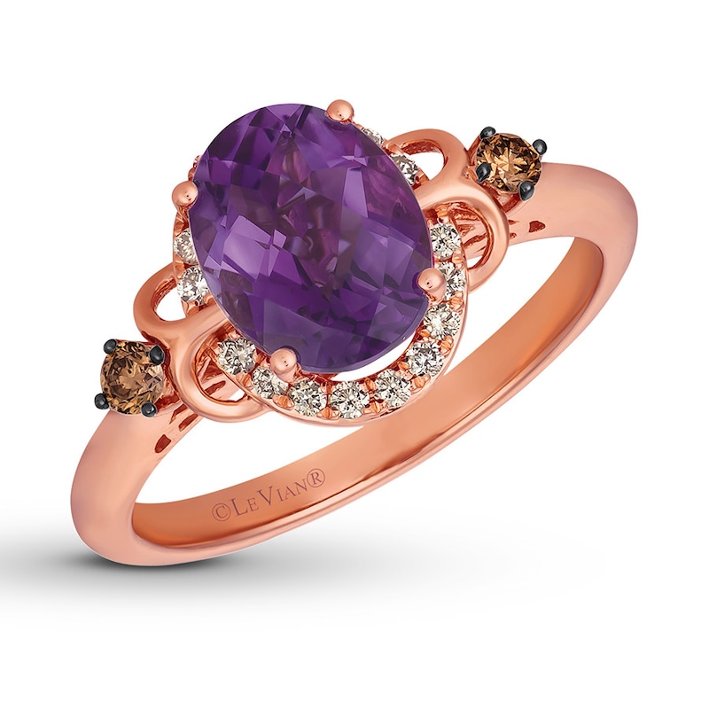 Le Vian Amethyst Ring 1/5 ct tw Diamonds 14K Strawberry Gold