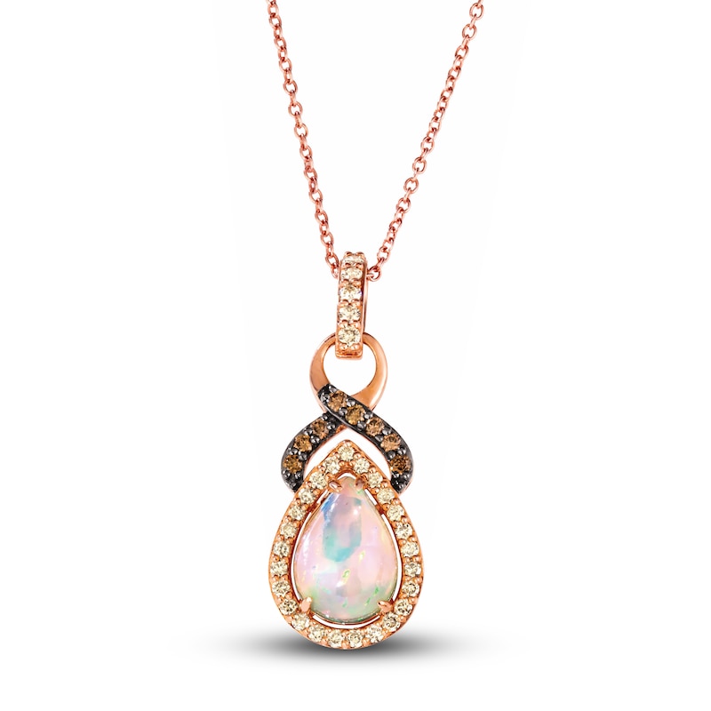 Lab-Created Opal Necklace Pear-shaped 10K Rose Gold