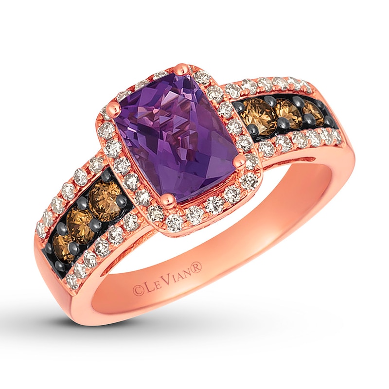 Le Vian Amethyst Ring 5/8 ct tw Diamonds 14K Strawberry Gold