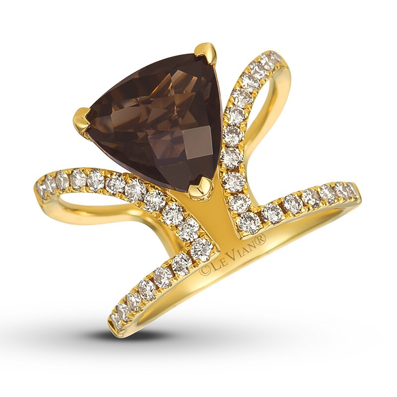 Main Image 1 of Le Vian Chocolate Quartz Ring 1/2 ct tw Diamonds 14K Honey Gold