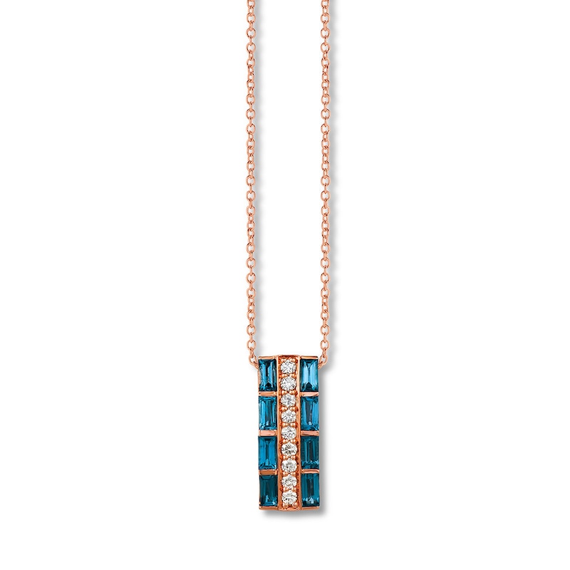 Main Image 1 of Le Vian Natural Blue Topaz Necklace 1/6 ct tw Diamonds 14K Gold