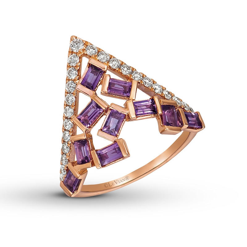 Le Vian Amethyst Ring 3/8 ct tw Diamonds 14K Strawberry Gold