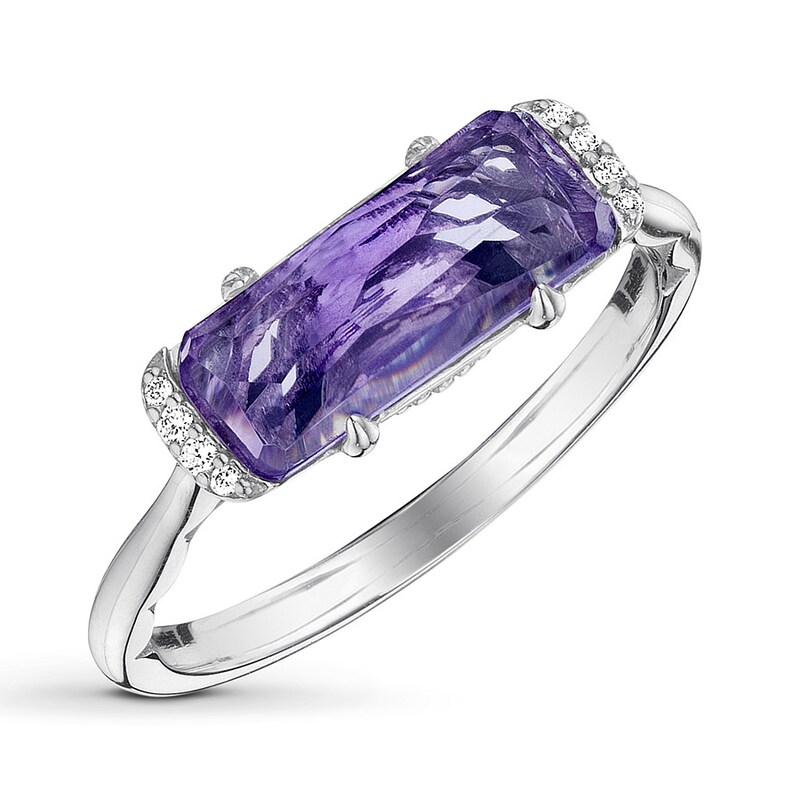 Purple Amethyst Details about   0.97 CTW Platinum Plated 925 Sterling Silver Ring Diamond 