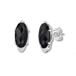 Tacori Onyx Earrings Diamond Accents Sterling Silver