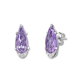 Tacori Amethyst Earrings Diamond Accents Sterling Silver