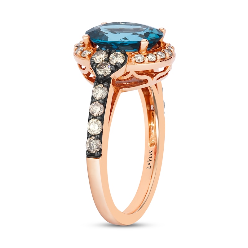 Main Image 2 of Le Vian Natural Blue Topaz Ring 1/2 carat tw Diamonds 14K Strawberry Gold