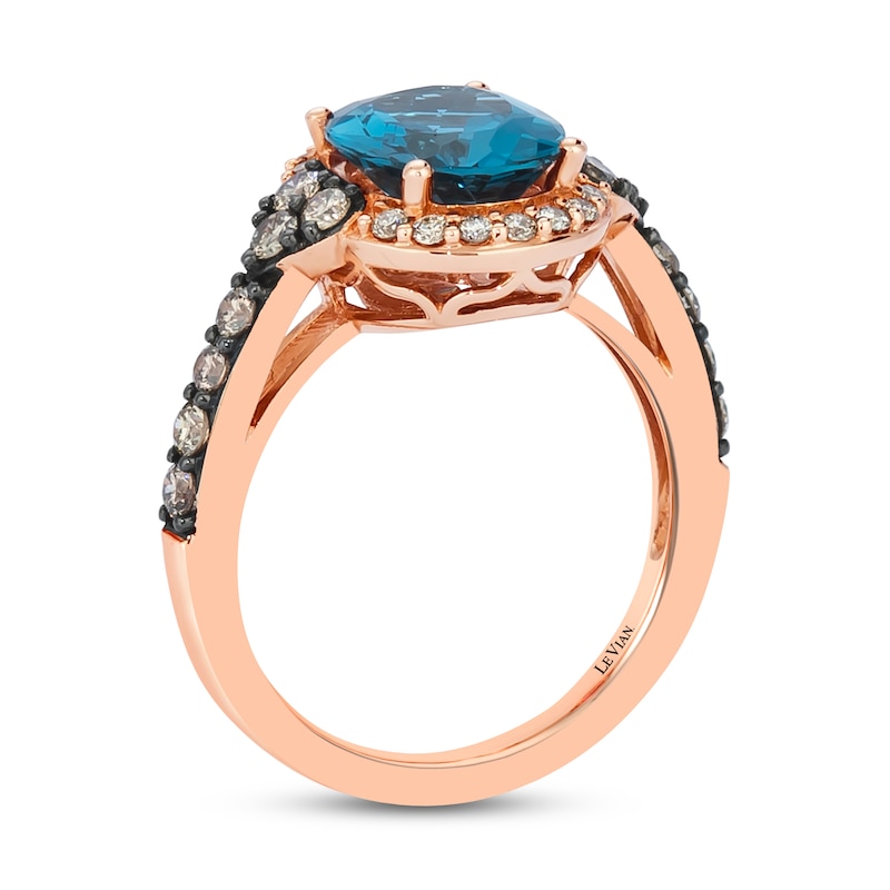 Main Image 3 of Le Vian Natural Blue Topaz Ring 1/2 carat tw Diamonds 14K Strawberry Gold
