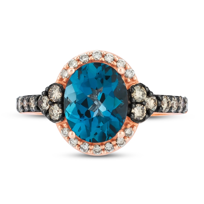 Main Image 4 of Le Vian Natural Blue Topaz Ring 1/2 carat tw Diamonds 14K Strawberry Gold