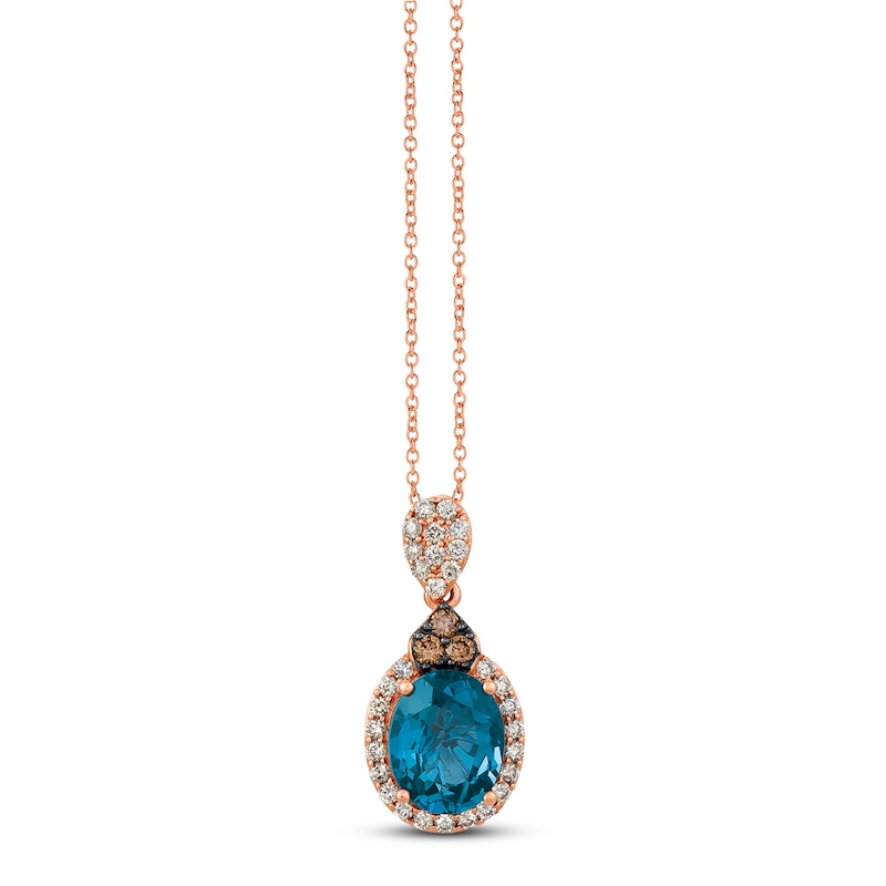 Main Image 1 of Le Vian Natural Blue Topaz Necklace 3/8 ct tw Diamonds 14K Strawberry Gold