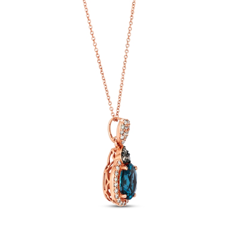 Main Image 2 of Le Vian Natural Blue Topaz Necklace 3/8 ct tw Diamonds 14K Strawberry Gold