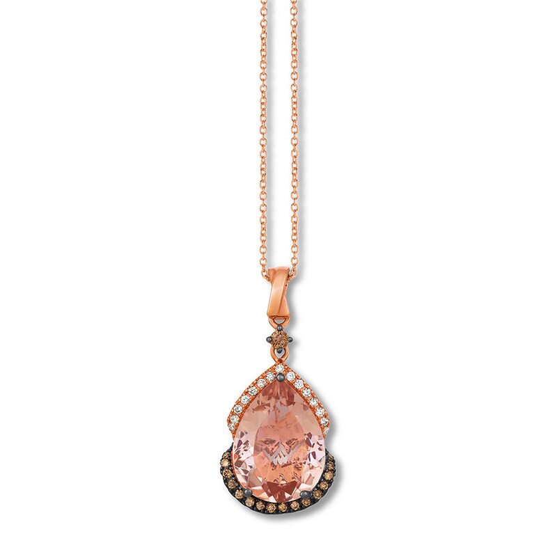 Le Vian Morganite Necklace 1/3 ct tw Diamonds 14K Gold