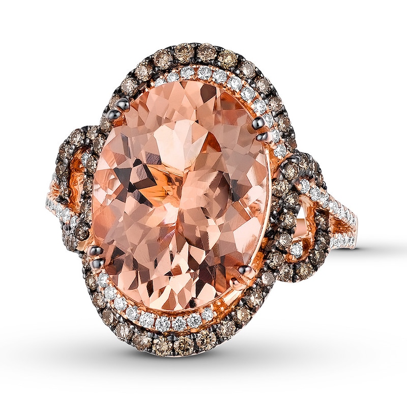 Main Image 3 of Le Vian Morganite Ring 7/8 ct tw Diamonds 18K Strawberry Gold