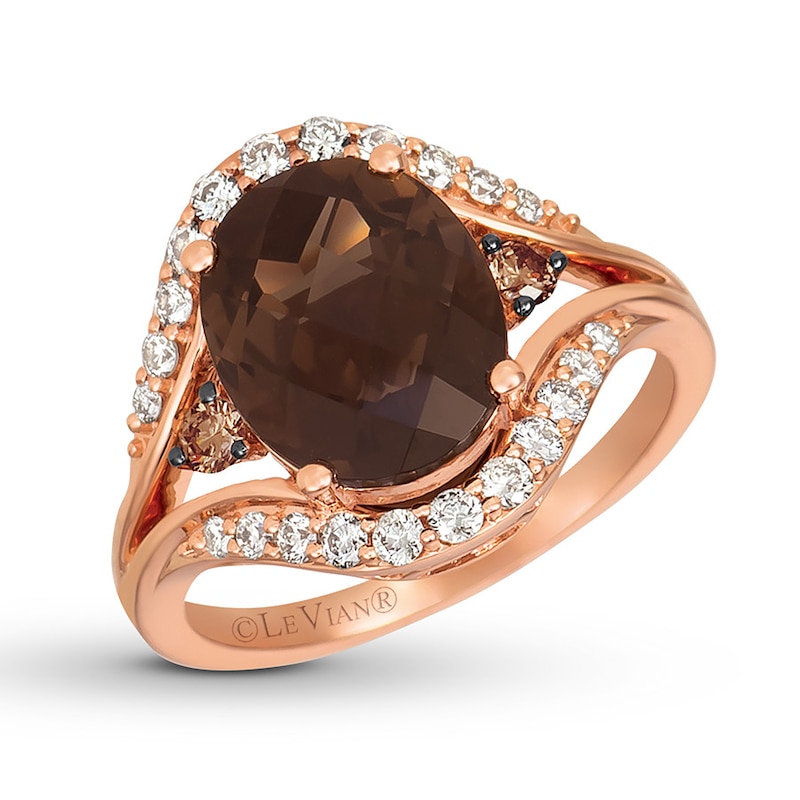 Main Image 1 of Le Vian Chocolate Quartz Ring 1/2 ct tw Diamonds 14K Strawberry Gold