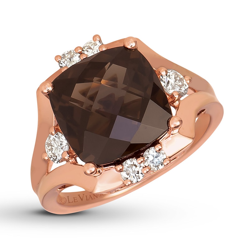 Main Image 1 of Le Vian Chocolate Quartz Ring 1/2 ct tw Diamonds 14K Gold