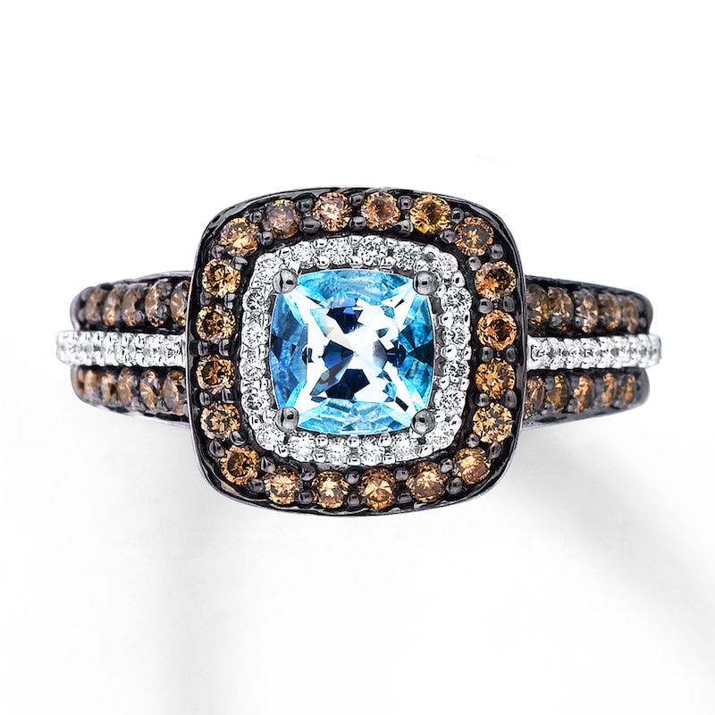 Main Image 1 of Le Vian Aquamarine Ring 3/4 ct tw Diamonds 14K Vanilla Gold