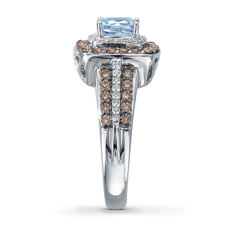 Main Image 3 of Le Vian Aquamarine Ring 3/4 ct tw Diamonds 14K Vanilla Gold