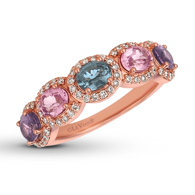 Le Vian Mixberry Spinel Ring 1/3 carat tw Diamonds 14K Strawberry Gold