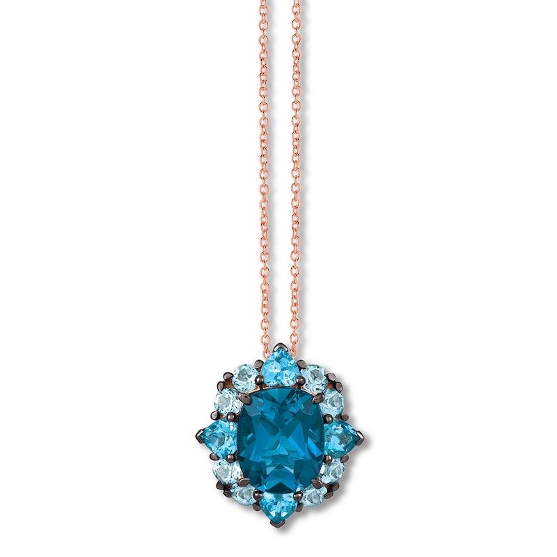 Main Image 1 of Le Vian Natural Blue Topaz Necklace 14K Strawberry Gold