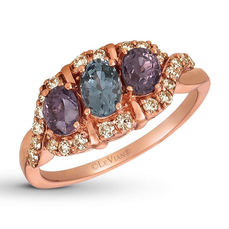 Main Image 1 of Le Vian Gray & Lavender Spinel Ring 1/3 ct tw Diamonds 14K Strawberry Gold