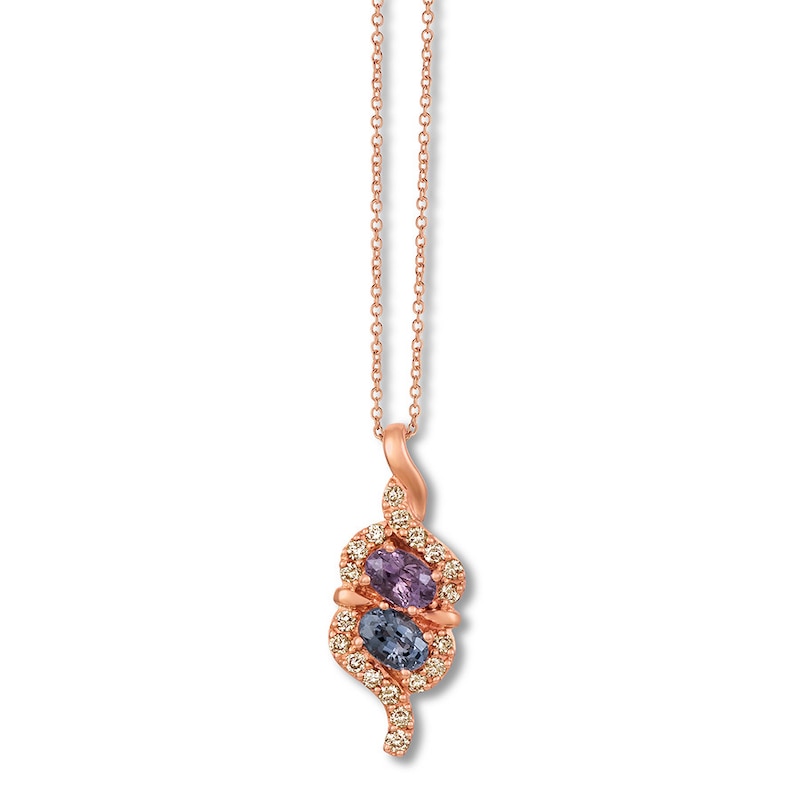 Main Image 1 of Le Vian Spinel Necklace 1/3 ct tw Diamonds 14K Strawberry Gold