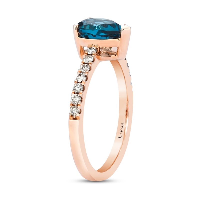 Le Vian Natural Blue Topaz Ring 1/5 ct tw Diamonds 14K Strawberry Gold