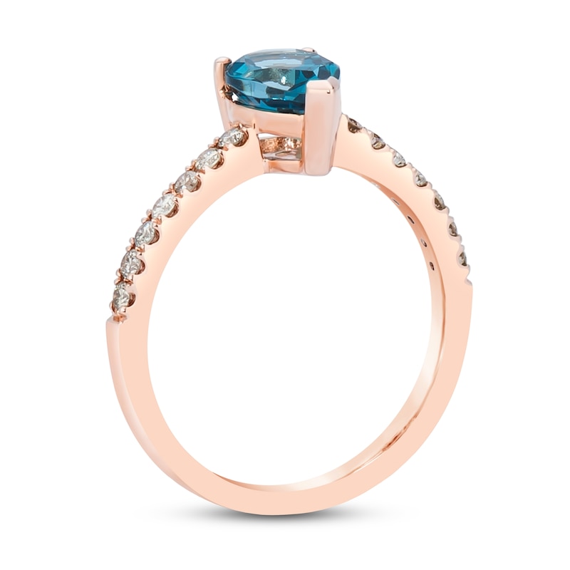 Le Vian Natural Blue Topaz Ring 1/5 ct tw Diamonds 14K Strawberry Gold