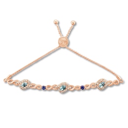 Le Vian Aquamarine Bolo Bracelet 7/8 ct tw Diamonds 14K Strawberry Gold