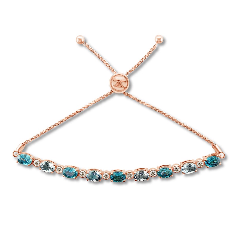 Main Image 1 of Le Vian Aquamarine & Zircon Bracelet 5/8 cttw Diamonds 14K Strawberry Gold