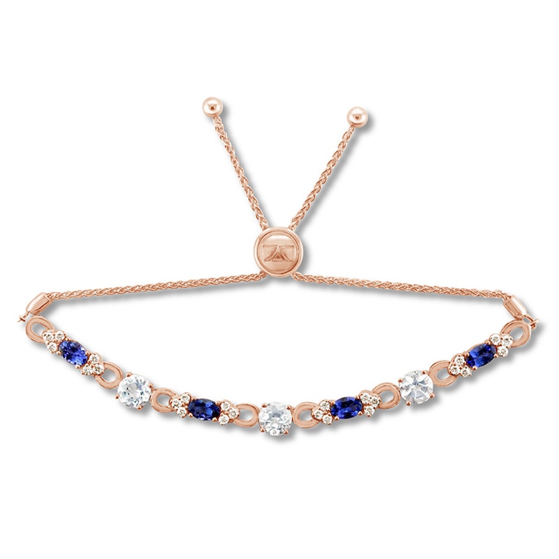 Le Vian Natural Aquamarine & Tanzanite Bracelet 5/8 ct tw Diamonds 14K Strawberry Gold