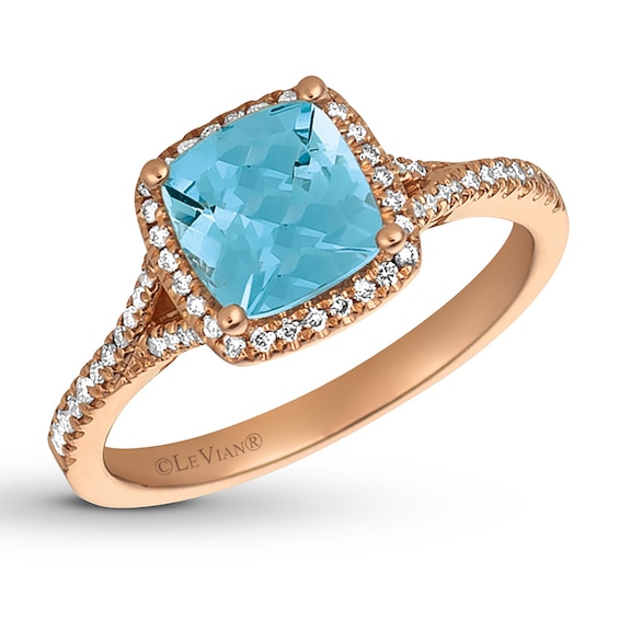 Le Vian Aquamarine Ring 1/5 ct tw Diamonds 14K Strawberry Gold | Jared