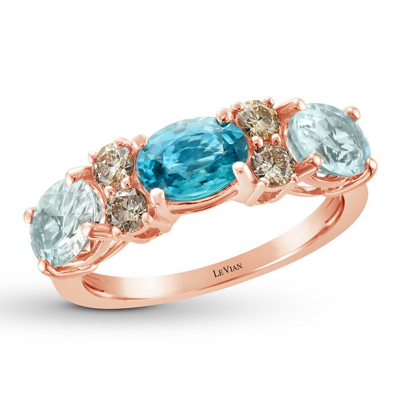 Le Vian Zircon Aquamarine Ring 1 3 Ct Tw Diamonds 14k Gold Jared