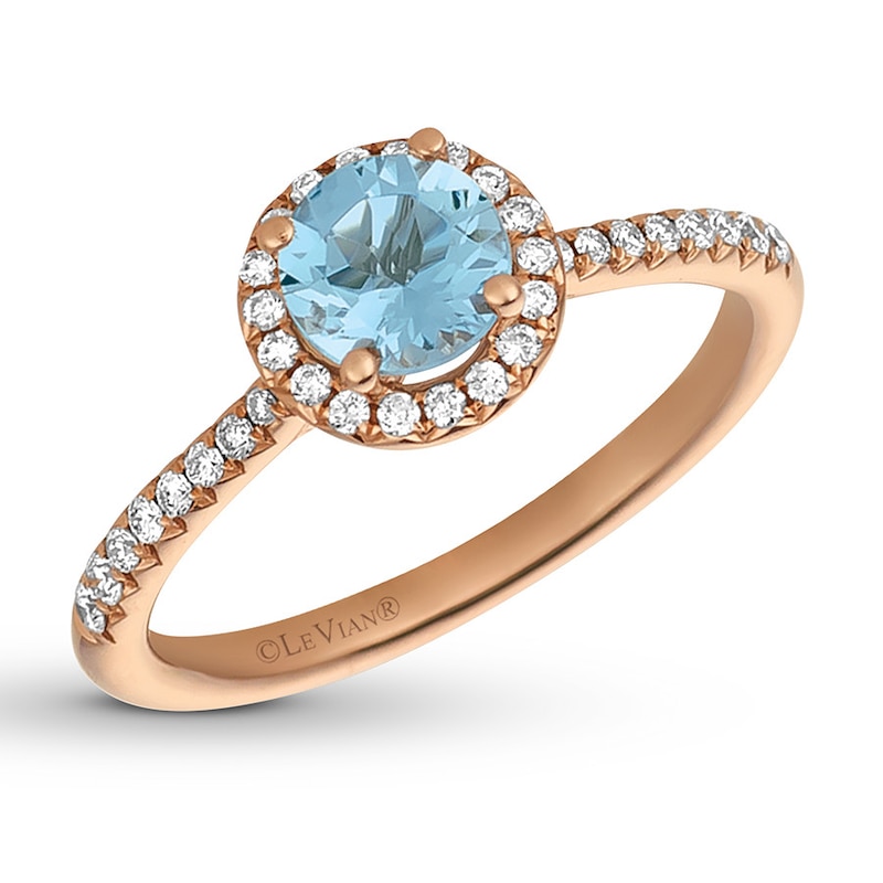 Main Image 1 of Le Vian Aquamarine Ring 1/5 ct tw Diamonds 14K Strawberry Gold