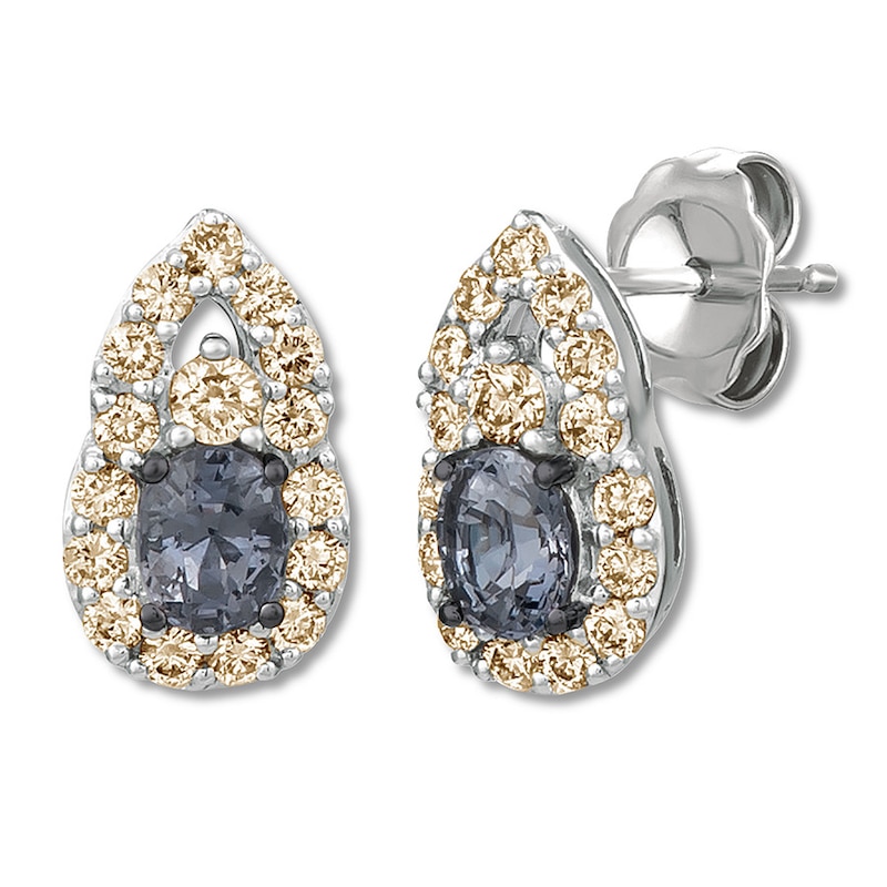 Le Vian Gray Spinel Earrings 5/8 ct tw Diamonds 14K Vanilla Gold