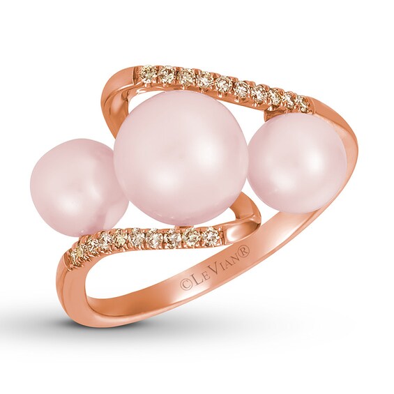 Jared Le Vian Freshwater Cultured Pearl & Diamond Ring 14K Gold