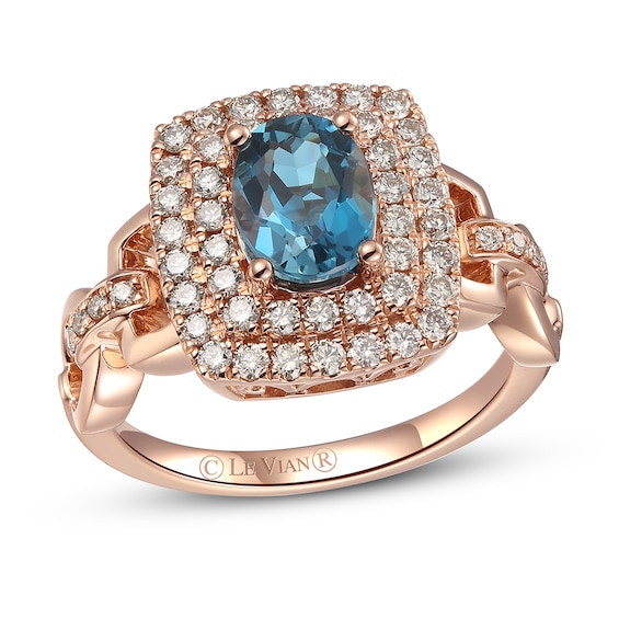 Le Vian Natural Blue Topaz Ring 1/2 ct tw Diamonds 14K Strawberry Gold ...