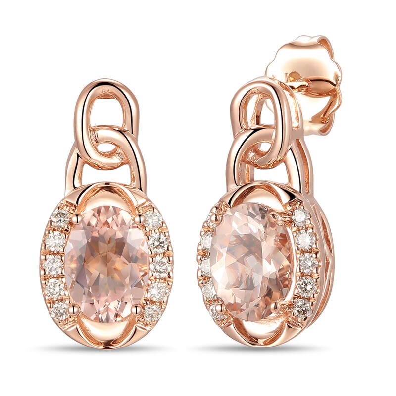 Main Image 1 of Le Vian Natural Morganite Earrings 1/6 ct tw Diamonds 14K Strawberry Gold