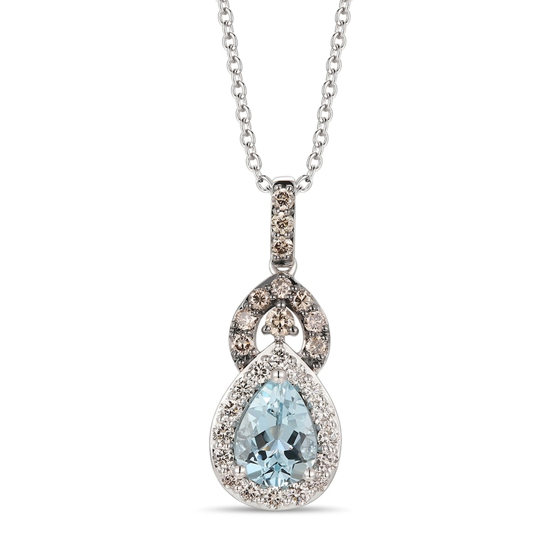 Le Vian Natural Aquamarine Necklace 1/2 ct tw Diamonds 14K Vanilla Gold