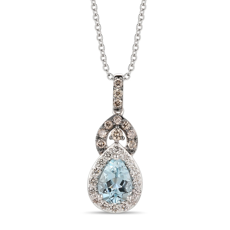 Main Image 1 of Le Vian Natural Aquamarine Necklace 1/2 ct tw Diamonds 14K Vanilla Gold