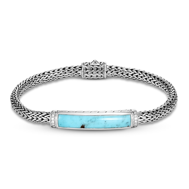 John Hardy Classic Chain Station Bracelet Turquoise/Diamond Accent Sterling Silver