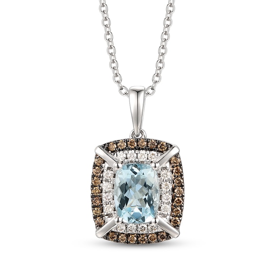 Le Vian Natural Aquamarine Necklace 1/3 ct tw Diamonds 14K Vanilla Gold Jared