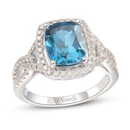 Le Vian Natural Blue Topaz Ring 1/2 ct tw Diamonds 14K Vanilla Gold