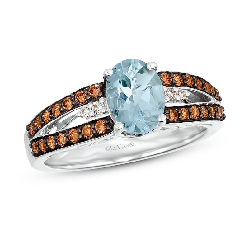 Le Vian Natural Aquamarine Ring 3/8 ct tw Diamonds 14K Vanilla Gold